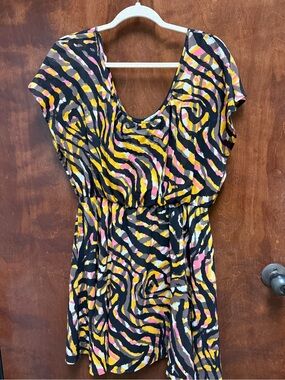 Bar III Black Multicolor Zebra Print Short Dress - size XL